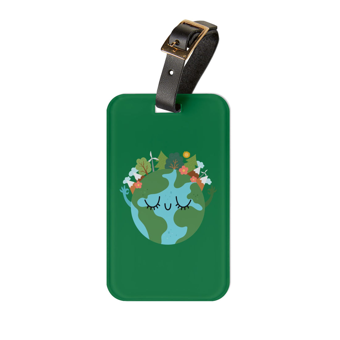 Eco-Friendly Travel Luggage Tag with Whimsical Earth Design