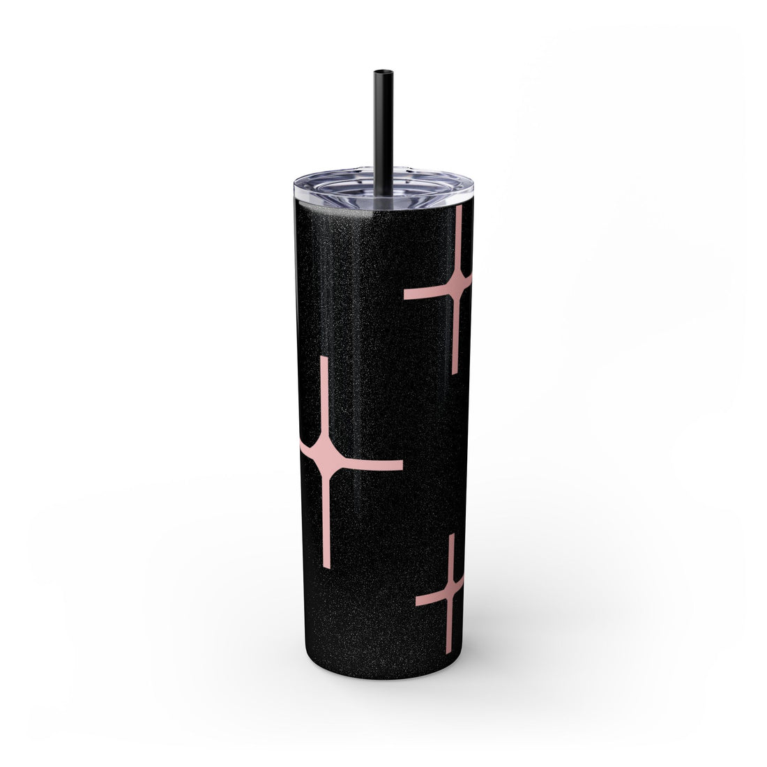 Chic Skinny Tumbler with Straw - Modern Pink Design