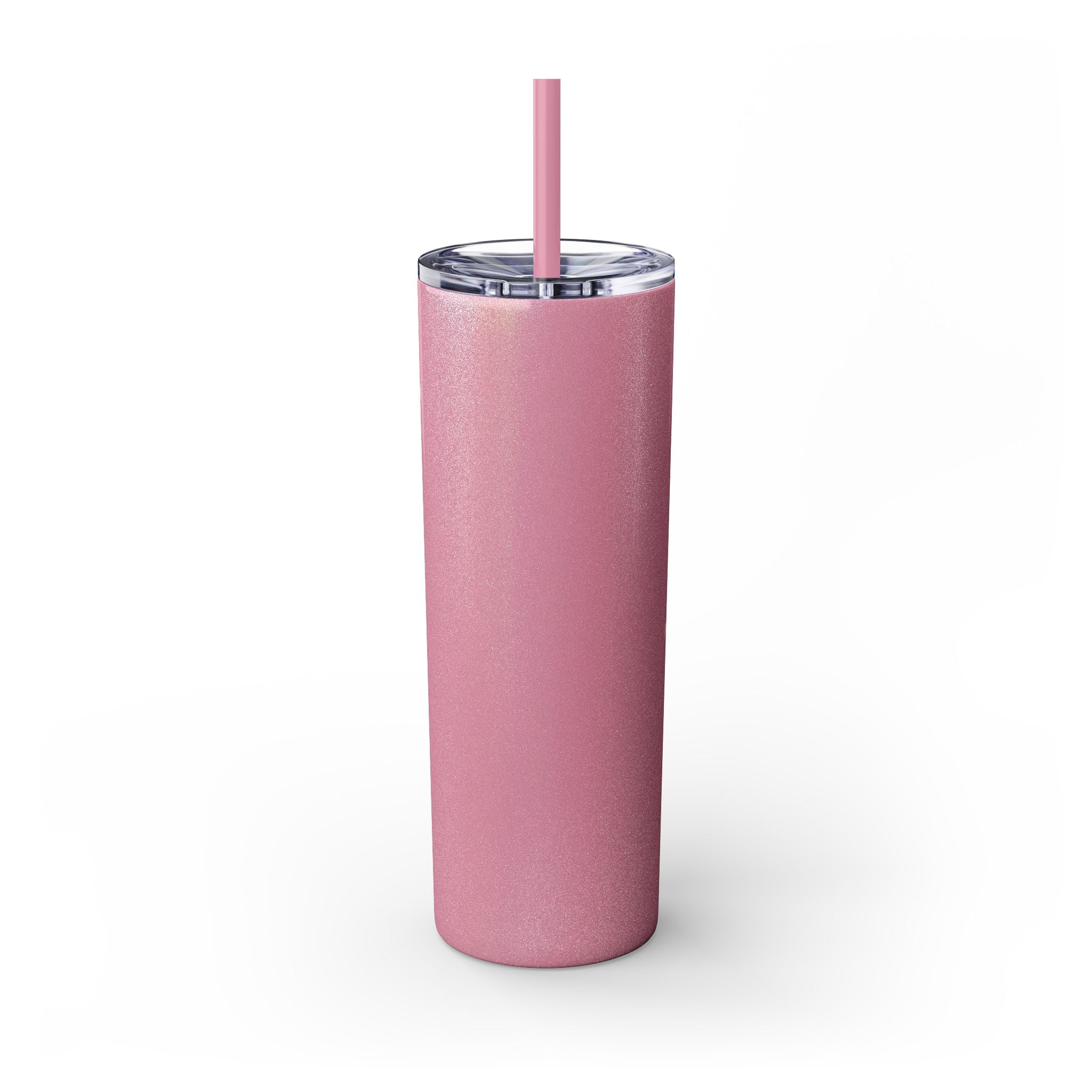 Chic Skinny Tumbler with Straw - Modern Pink Design