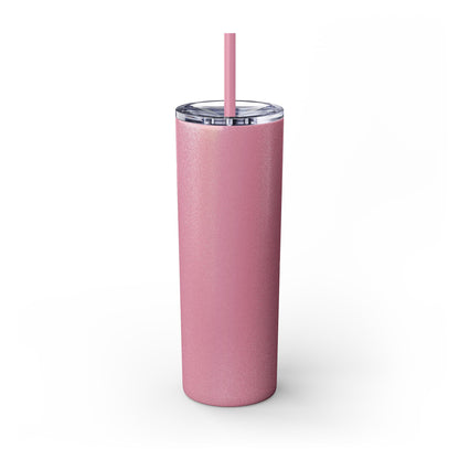 Chic Skinny Tumbler with Straw - Modern Pink Design
