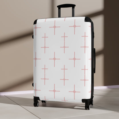 Chic Travel Suitcase with Pink Pattern Design