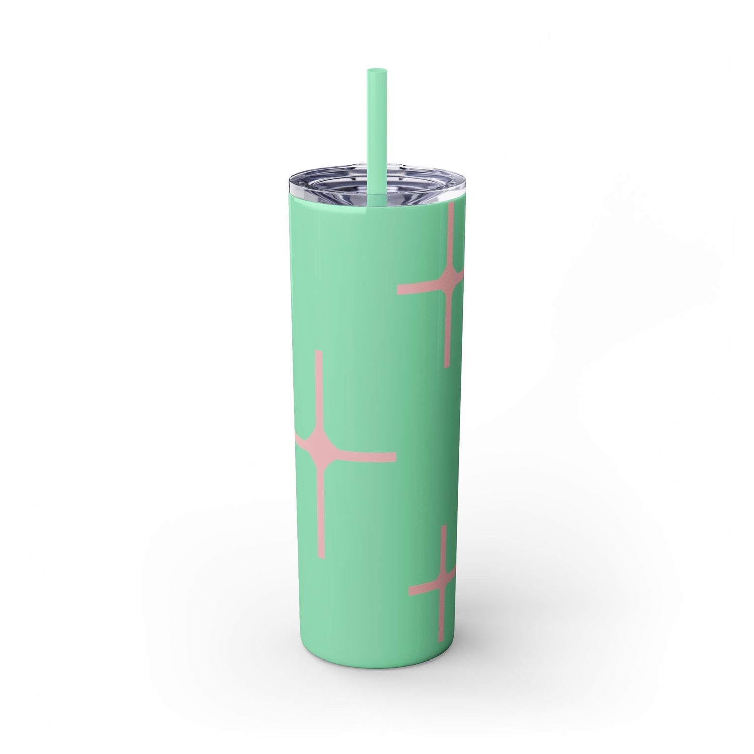 Chic Skinny Tumbler with Straw - Modern Pink Design