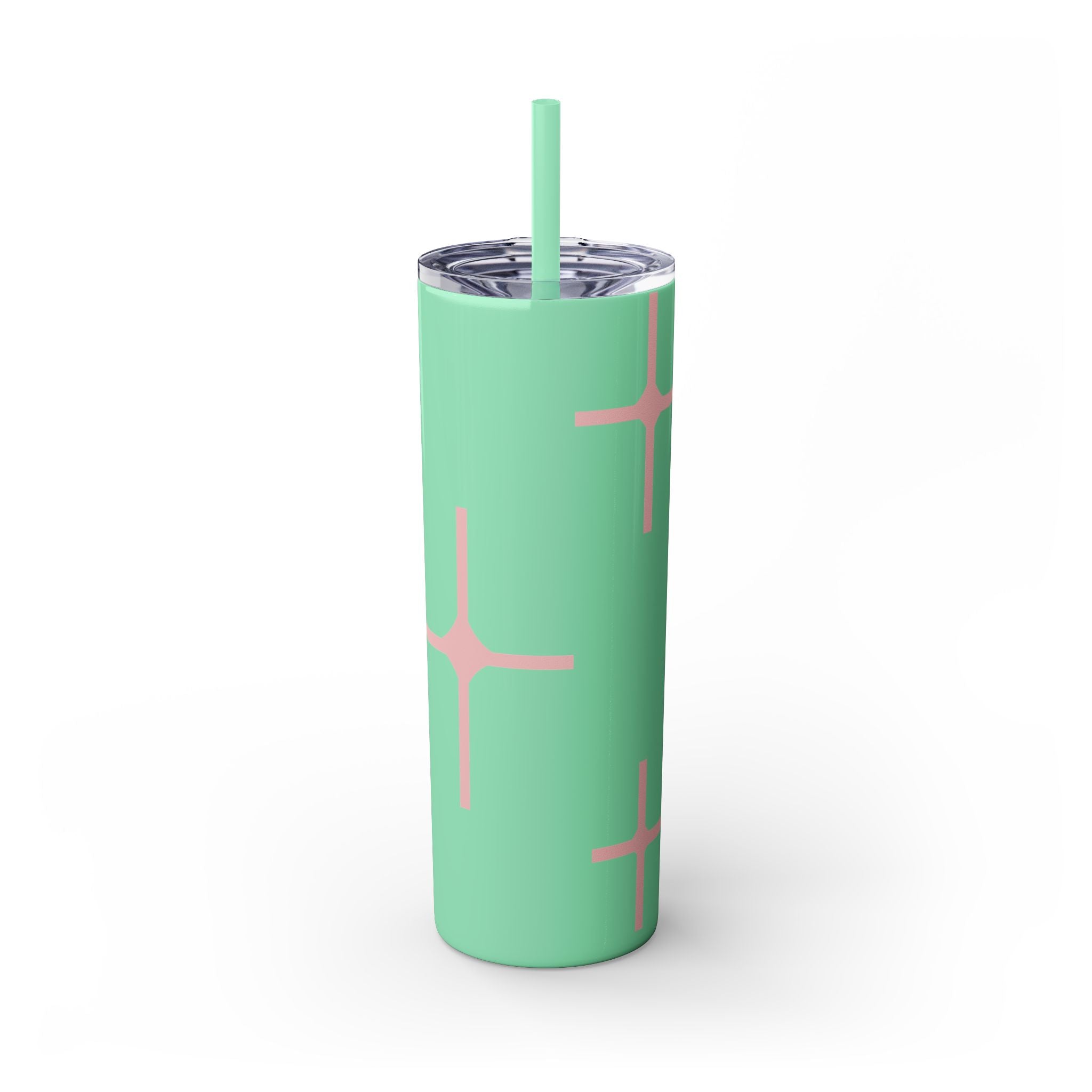 Chic Skinny Tumbler with Straw - Modern Pink Design