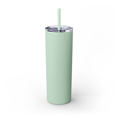 Chic Skinny Tumbler with Straw - Modern Pink Design