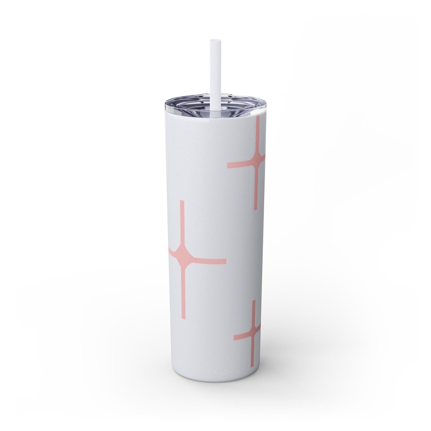 Chic Skinny Tumbler with Straw - Modern Pink Design