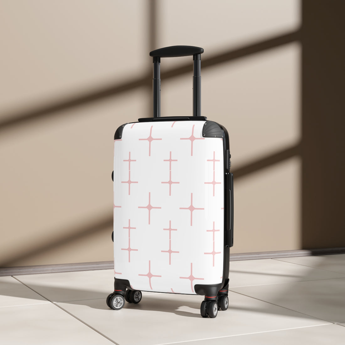 Chic Travel Suitcase with Pink Pattern Design