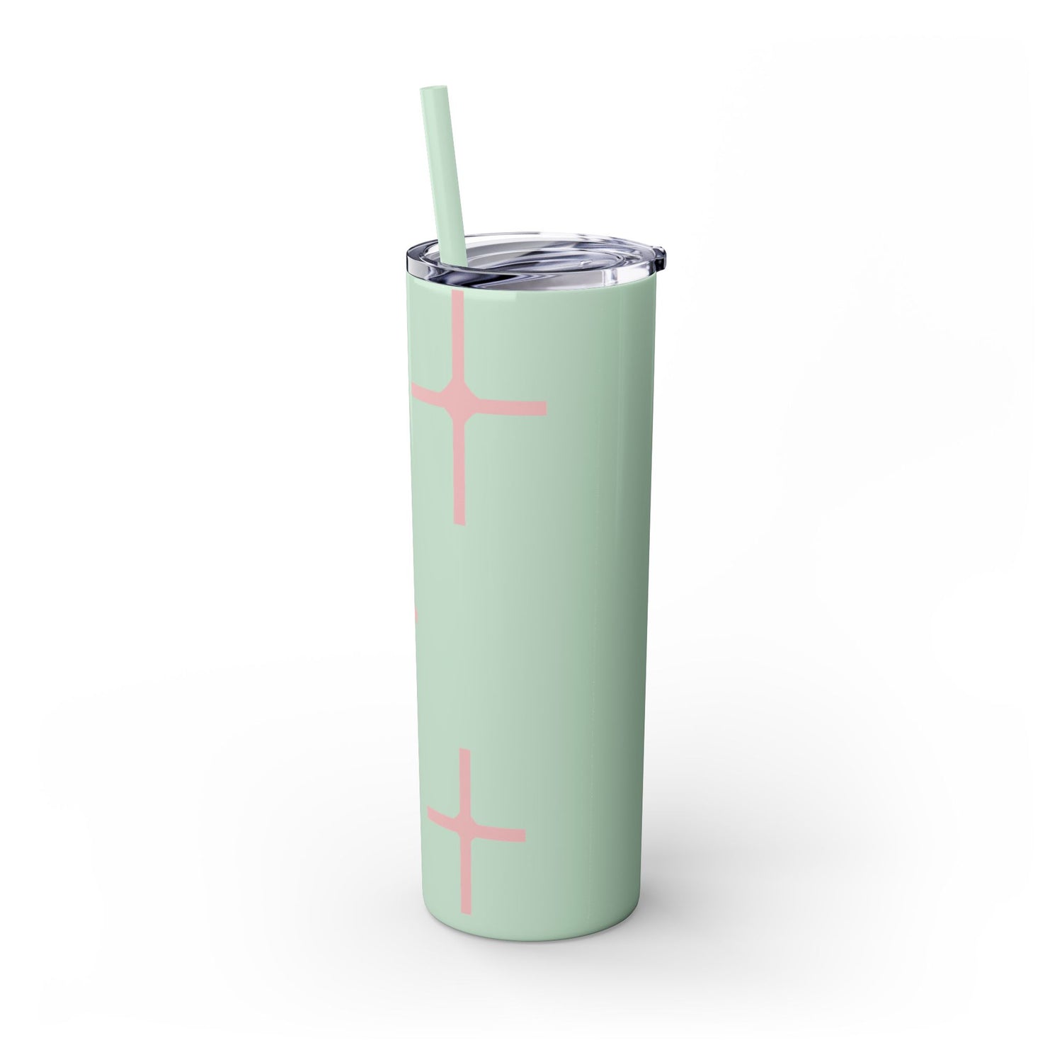 Chic Skinny Tumbler with Straw - Modern Pink Design