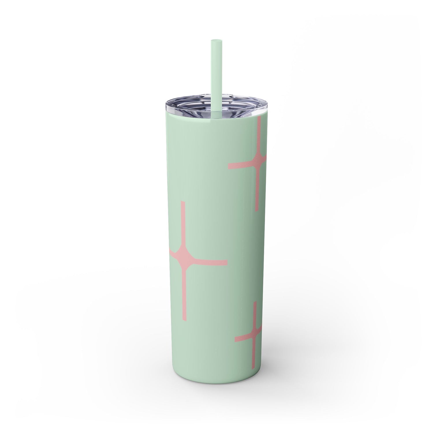 Chic Skinny Tumbler with Straw - Modern Pink Design
