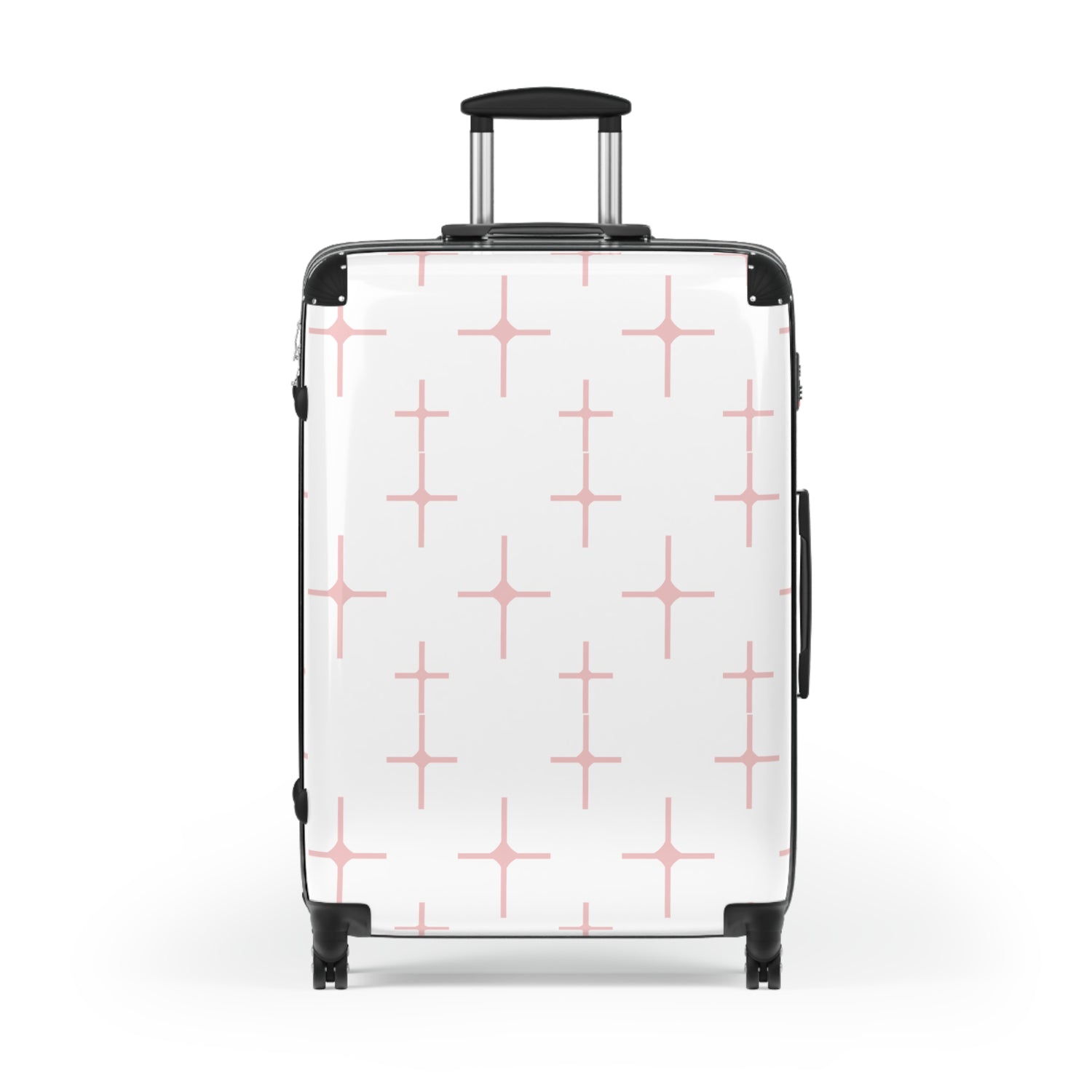 Chic Travel Suitcase with Pink Pattern Design