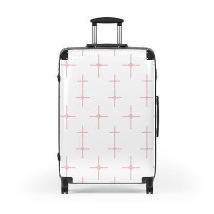 Chic Travel Suitcase with Pink Pattern Design