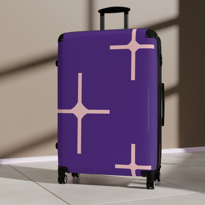 Stylish Purple Suitcase with Geometric Design