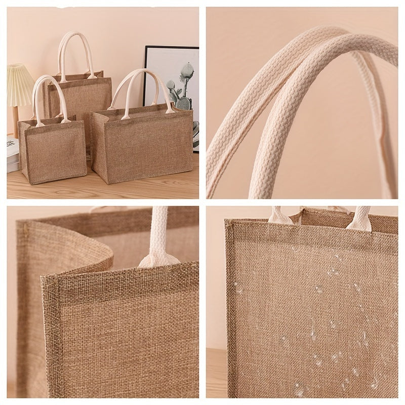 Chic Hemp Burlap Tote Bag - Spacious, Portable &amp; Multi-Functional Shoulder Bag for Travel &amp; Everyday Use - Ideal Gift for Christmas, Mother&