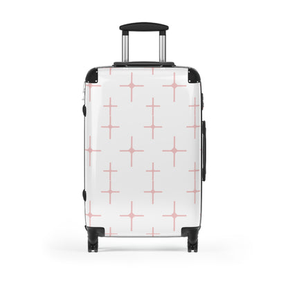 Chic Travel Suitcase with Pink Pattern Design
