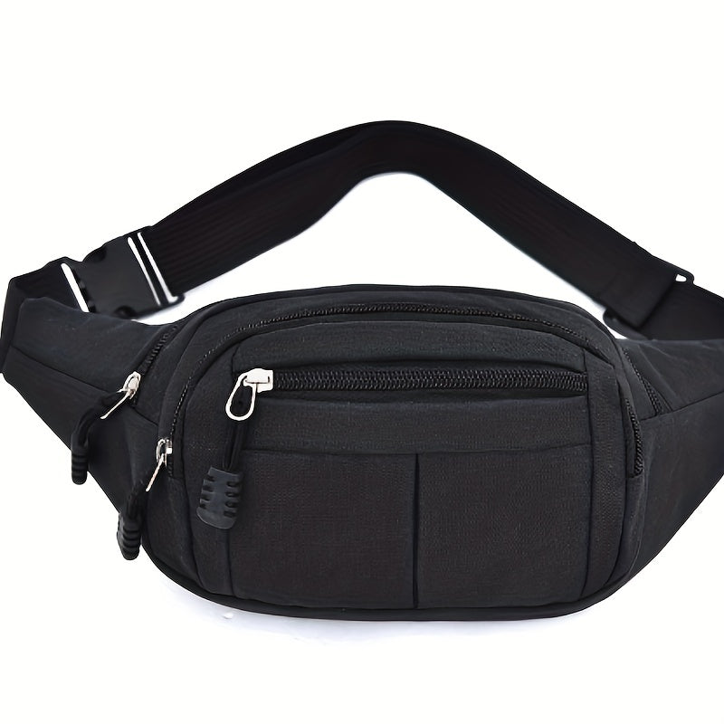 Large Capacity Fanny Pack - Durable, Water-Resistant Nylon Waist Bag for Outdoor Sports &amp; Business Use