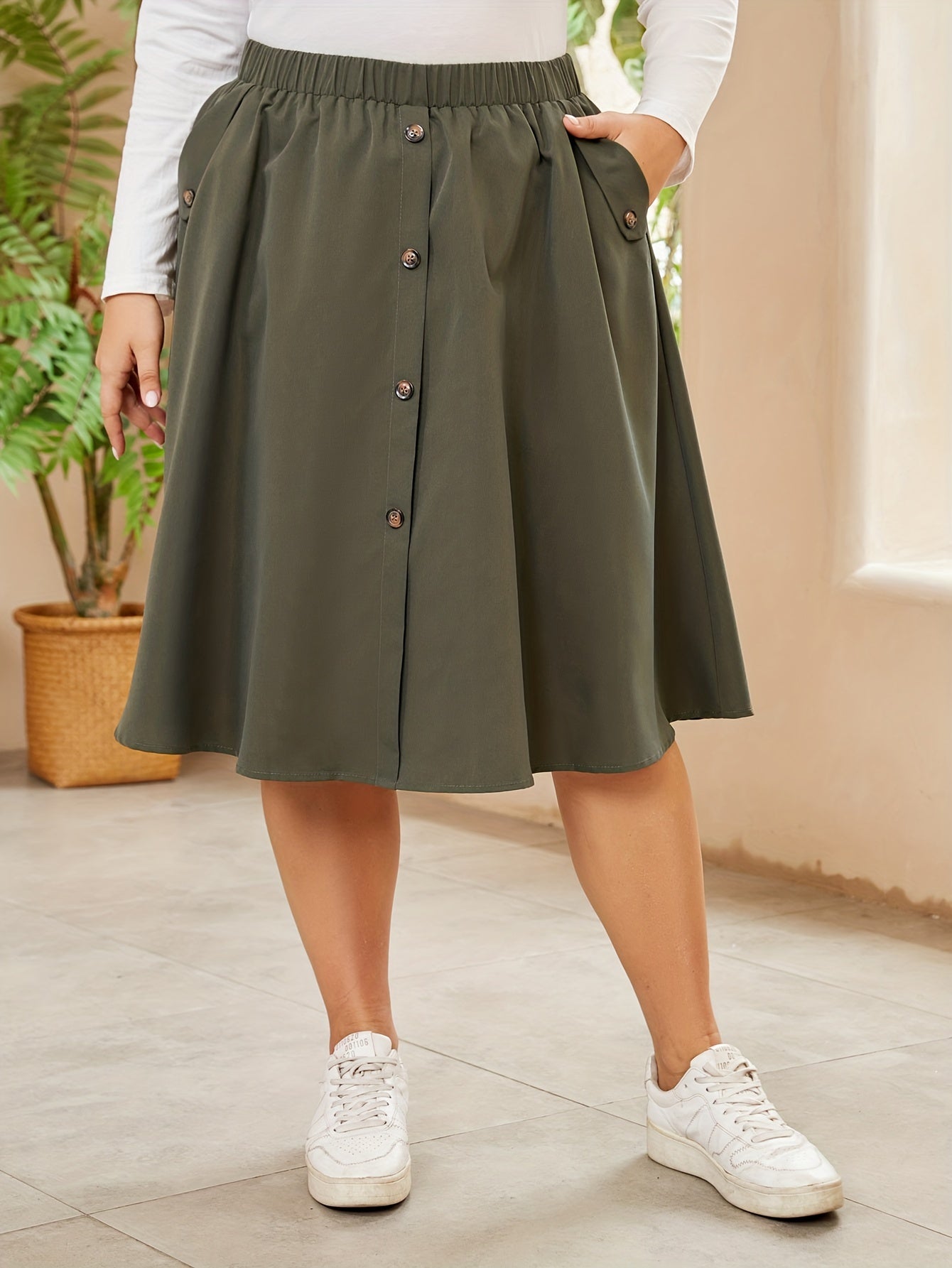 Plus Size Casual Skirt, Women&