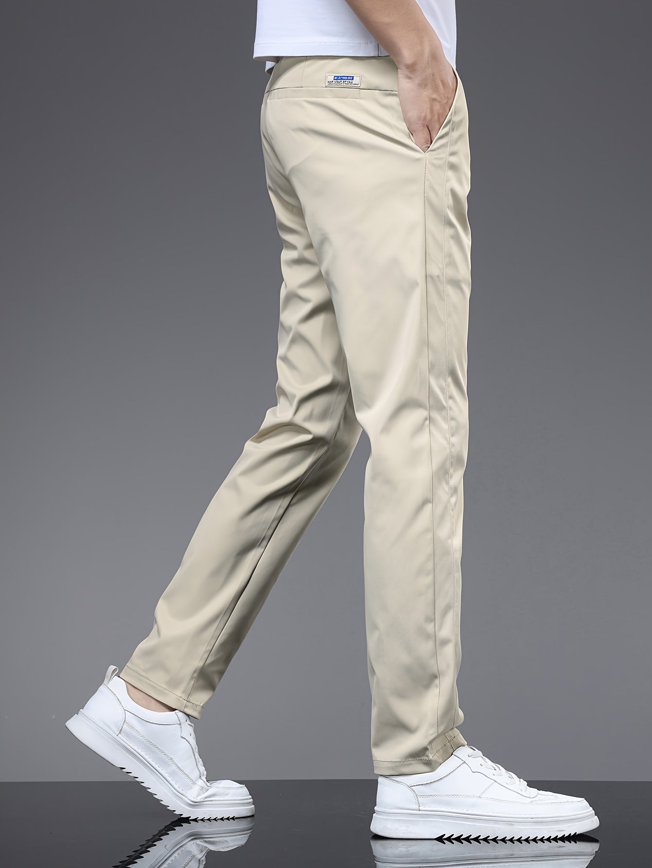 Mens Classic Solid Casual Pants - Stylish &amp; Durable for Spring &amp; Fall - Comfortable Everyday Wear, Versatile Trousers for Trendy Males