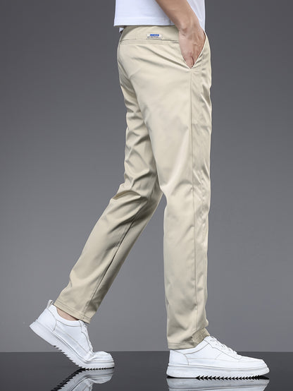 Mens Classic Solid Casual Pants - Stylish &amp; Durable for Spring &amp; Fall - Comfortable Everyday Wear, Versatile Trousers for Trendy Males