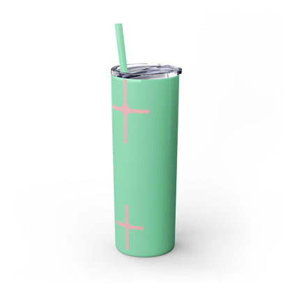 Chic Skinny Tumbler with Straw - Modern Pink Design