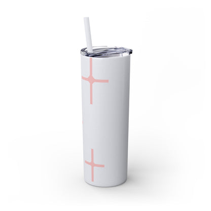 Chic Skinny Tumbler with Straw - Modern Pink Design