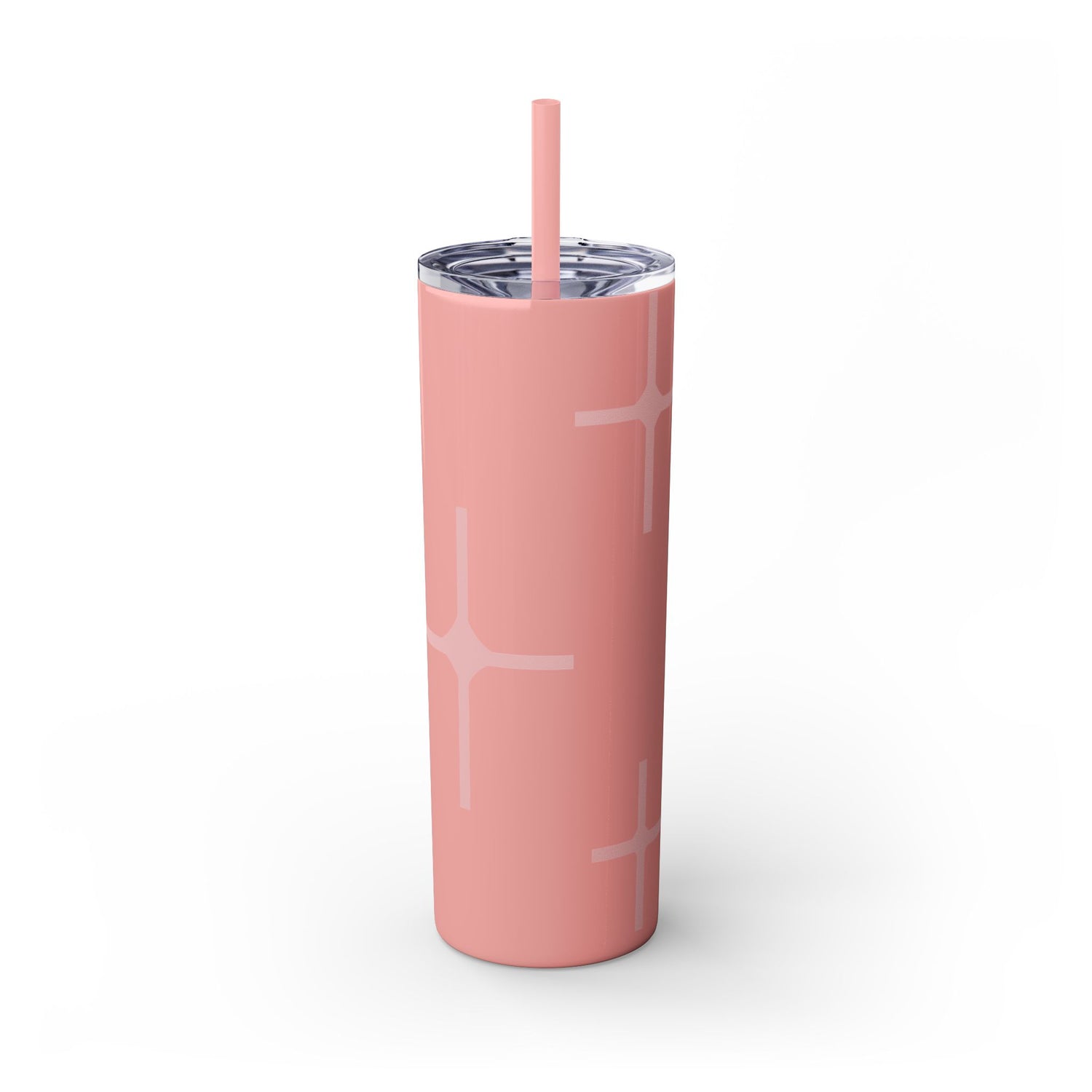 Chic Skinny Tumbler with Straw - Modern Pink Design