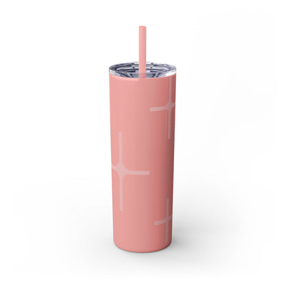 Chic Skinny Tumbler with Straw - Modern Pink Design