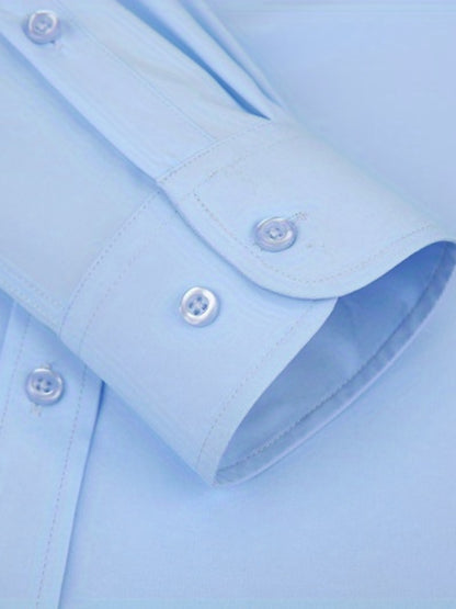 Mens Elegant Turndown Collar Shirt, Male Clothes With Chest Pocket For Spring And Summer, Business And Formal Occasions