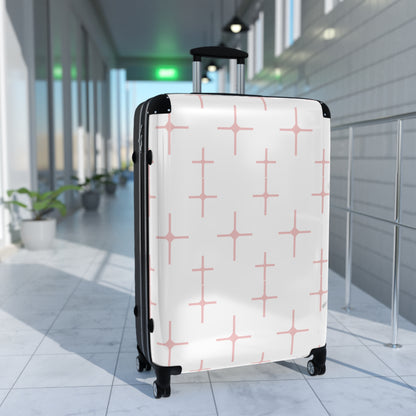 Chic Travel Suitcase with Pink Pattern Design