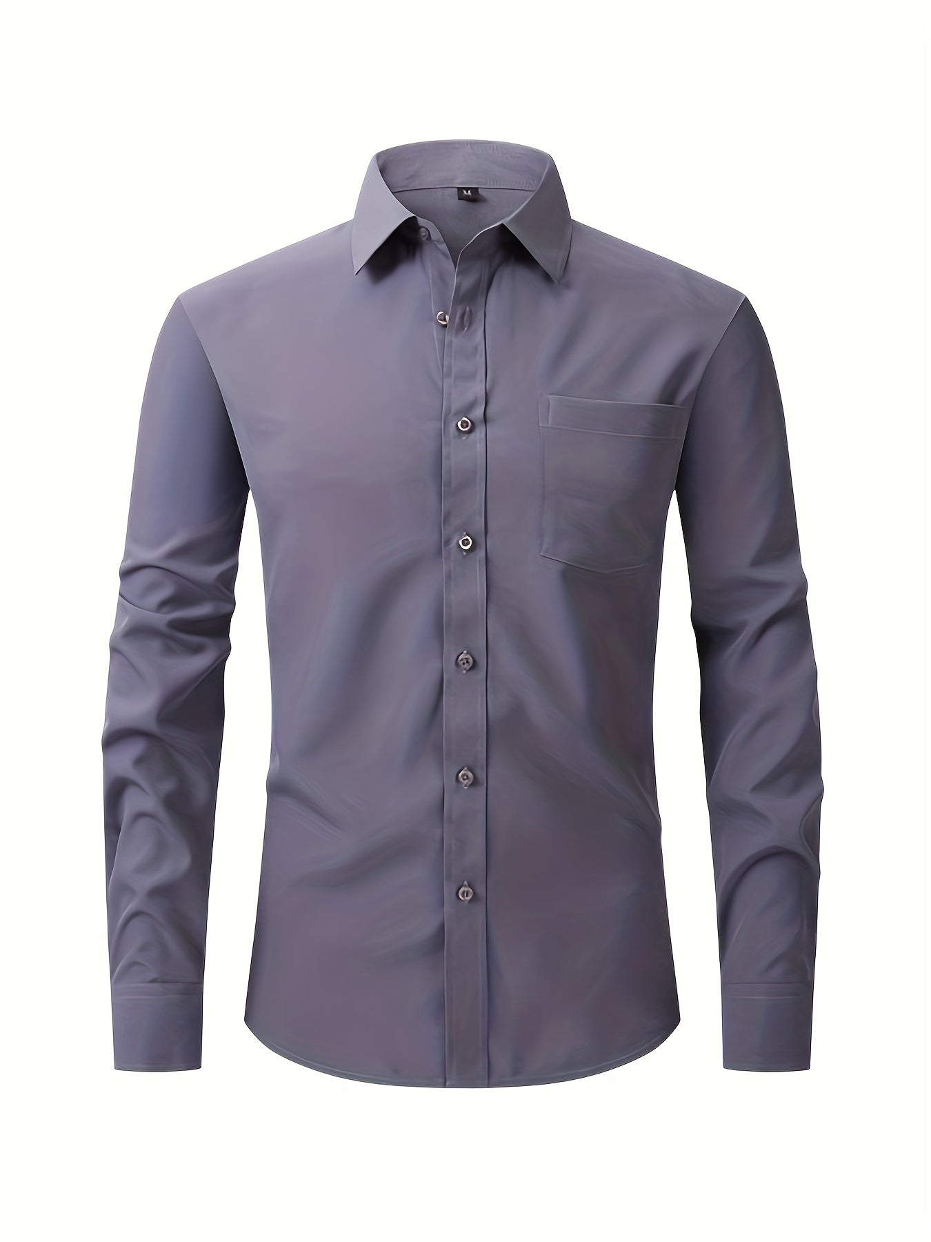 Mens Elegant Turndown Collar Shirt, Male Clothes With Chest Pocket For Spring And Summer, Business And Formal Occasions