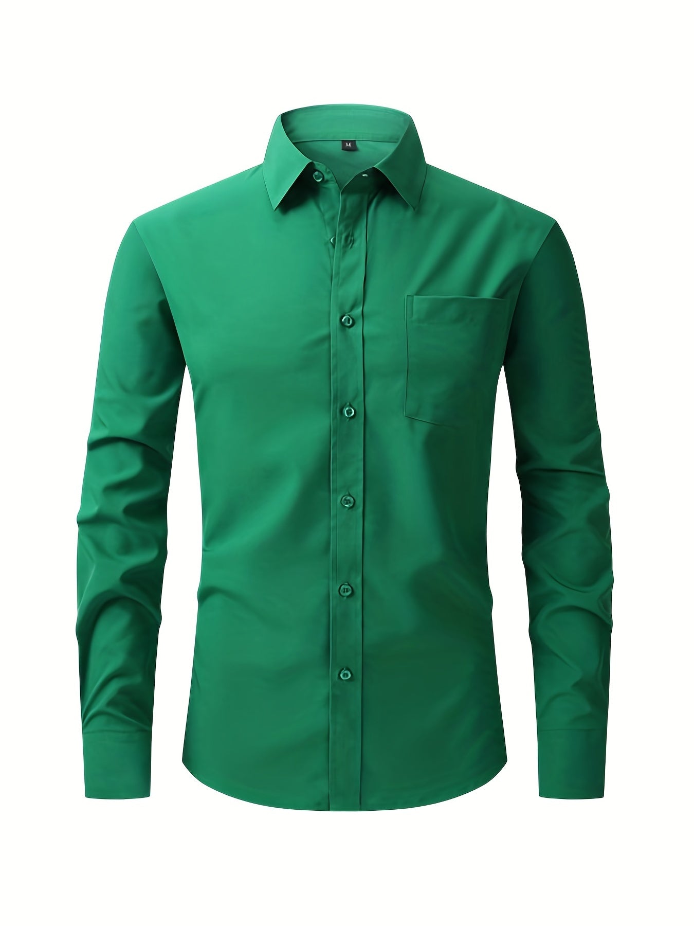 Mens Elegant Turndown Collar Shirt, Male Clothes With Chest Pocket For Spring And Summer, Business And Formal Occasions