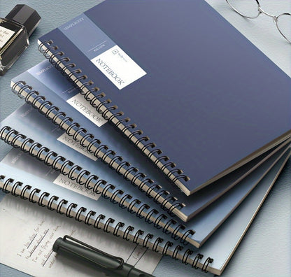 4 Pack of A5 Spiral Bound Notebooks - Student &amp; Office with Minimalist Gradient Blue Combo Style