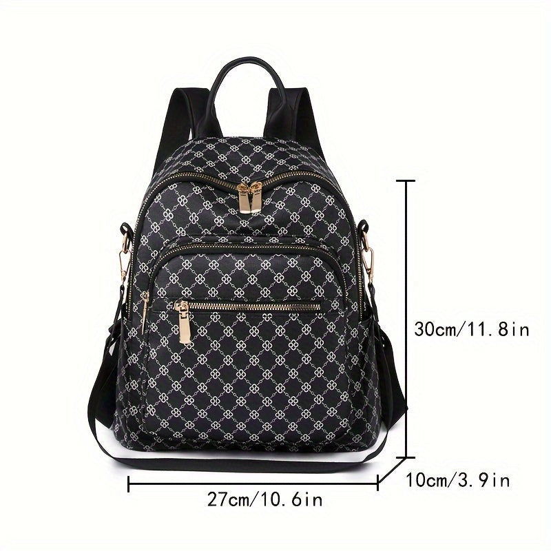 Retro Chic Geometric Pattern Leather Backpack Purse - Women&