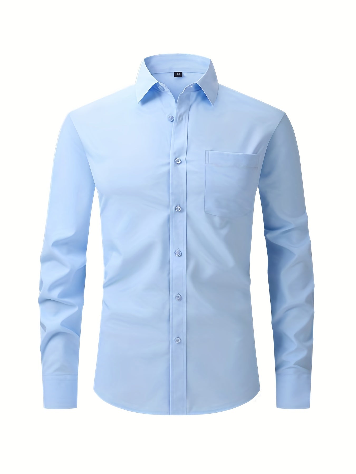 Mens Elegant Turndown Collar Shirt, Male Clothes With Chest Pocket For Spring And Summer, Business And Formal Occasions