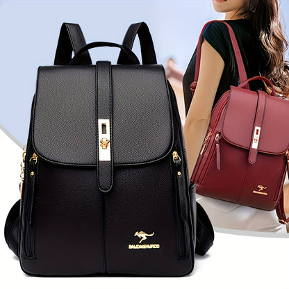 Stylish Retro PU Leather Backpack - Fashion Flap with Anti-theft Pocket - Versatile for Travel, School &amp; Daily Use - Durable Daypack