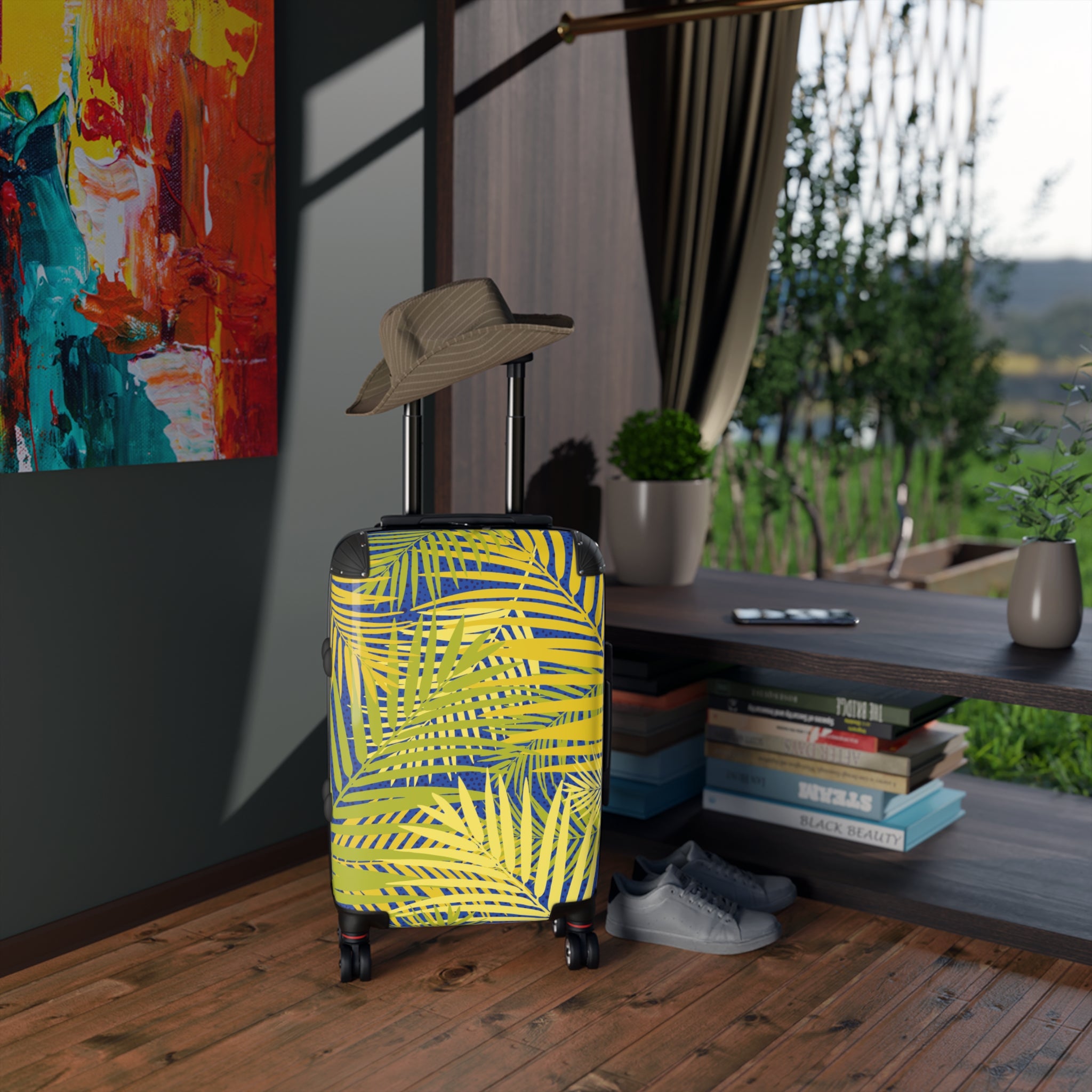 Suitcase with Palm Leaf Prints
