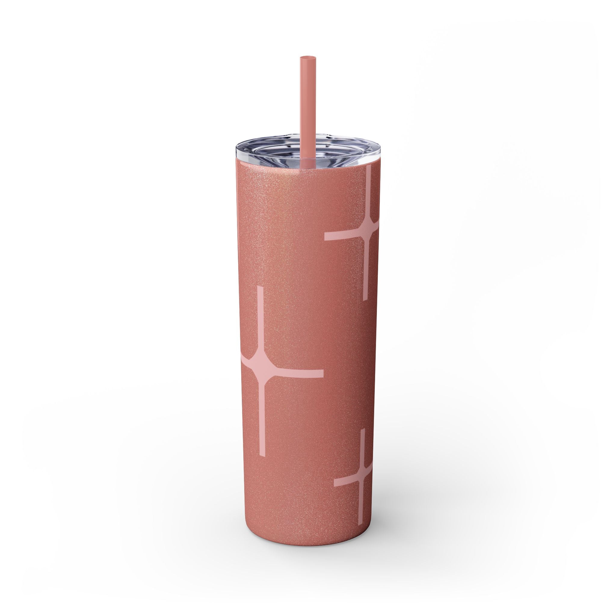 Chic Skinny Tumbler with Straw - Modern Pink Design