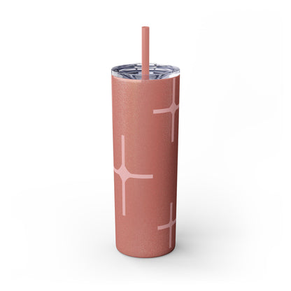 Chic Skinny Tumbler with Straw - Modern Pink Design