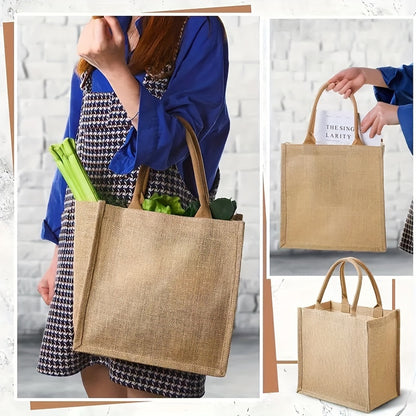 Chic Hemp Burlap Tote Bag - Spacious, Portable &amp; Multi-Functional Shoulder Bag for Travel &amp; Everyday Use - Ideal Gift for Christmas, Mother&