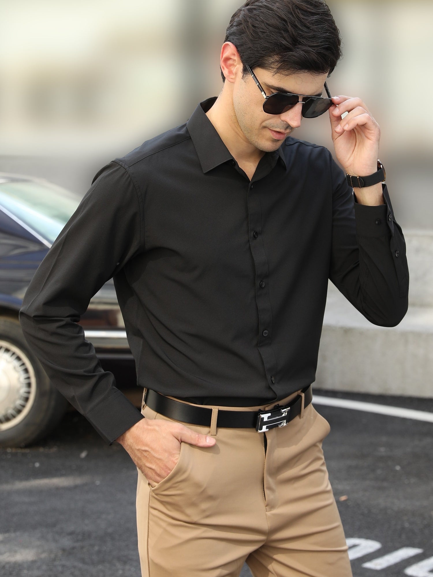 Mens Classic Long Sleeve Formal Shirt - Timeless Button-Up Design for Business Occasions, Weddings, and Special Events - Perfect Gift for Stylish Men