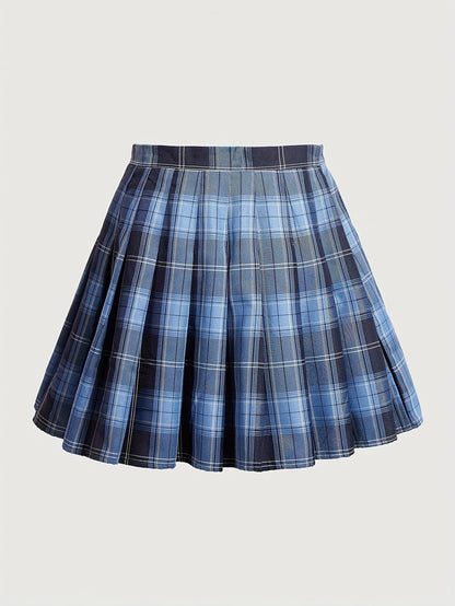 Stylish Plus Size Plaid Pleated High Waist Skirt - Plus Size Skirts for Women with Y2K Inspiration, Flattering A-Line Silhouette, and Comfortable Wear for Spring and Summer Seasons - Cute and Trendy Clothing for Curvy Ladies