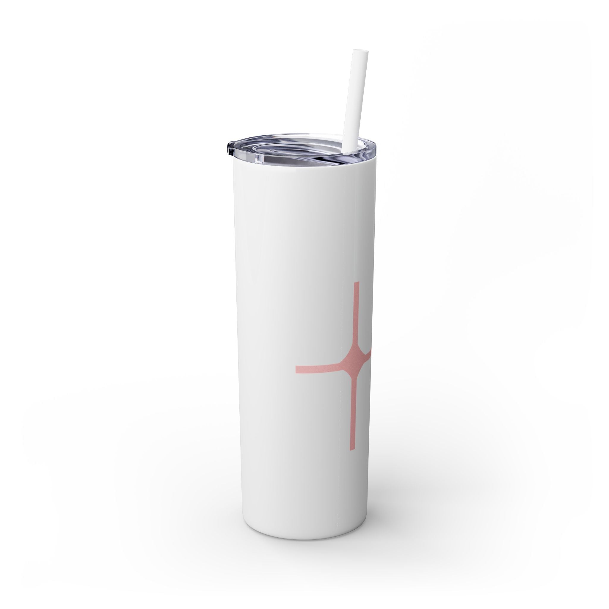 Chic Skinny Tumbler with Straw - Modern Pink Design