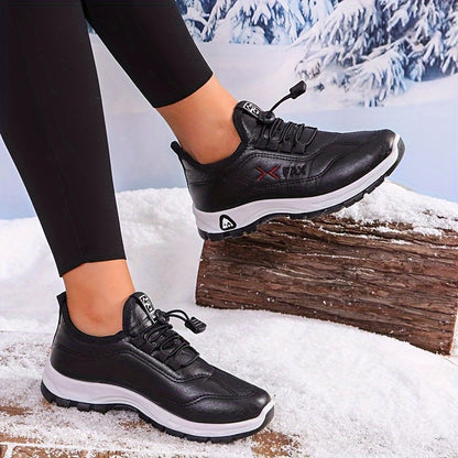 Cozy Winter Snow Sneakers - Soft Microfiber Upper, Plush Flannel Lined, Water-Resistant, Non-Slip Rubber Sole, Comfortable Walking Shoes for Women - Luoyang Brand, All-Season Wear, Ideal for Cold Weather Outings