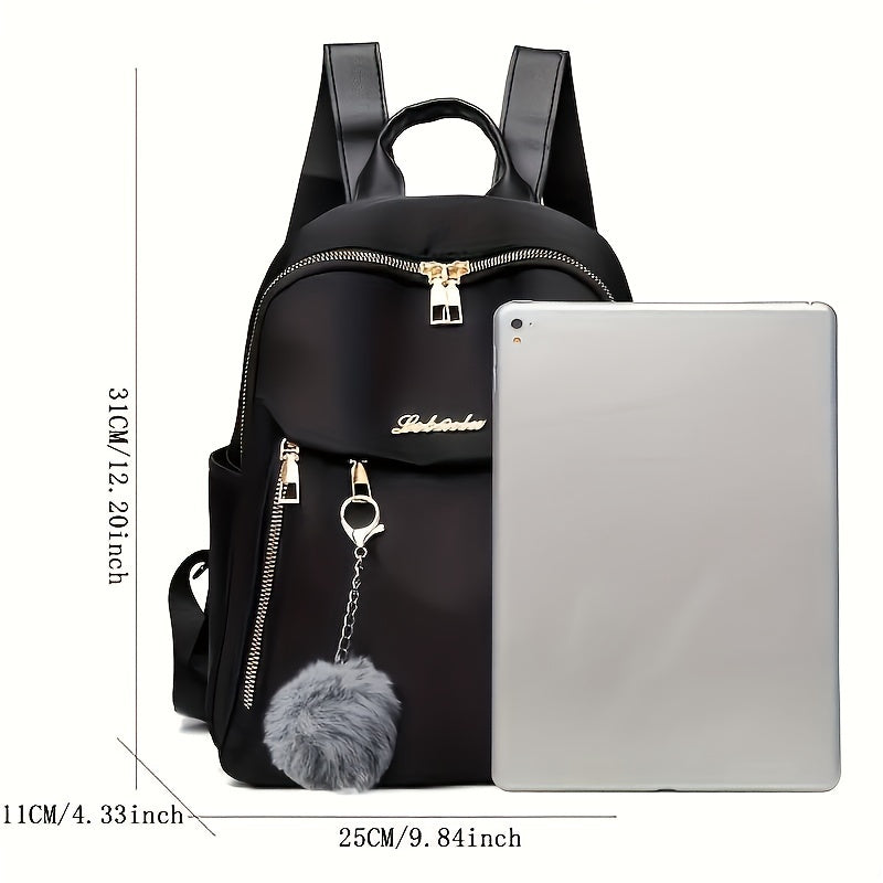 Trendy Backpack for Casual Outings: Lightweight, Oxford Material, Adjustable Shoulder Strap, and Gold-Tone Zippers