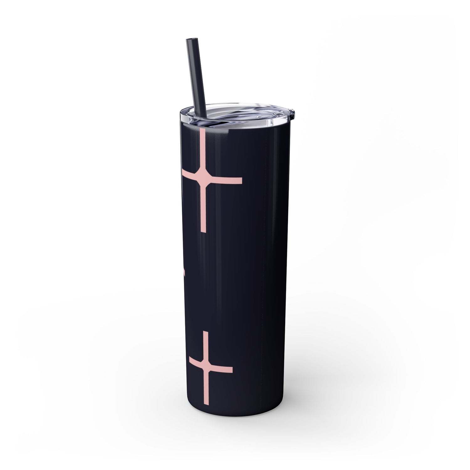 Chic Skinny Tumbler with Straw - Modern Pink Design