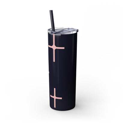 Chic Skinny Tumbler with Straw - Modern Pink Design