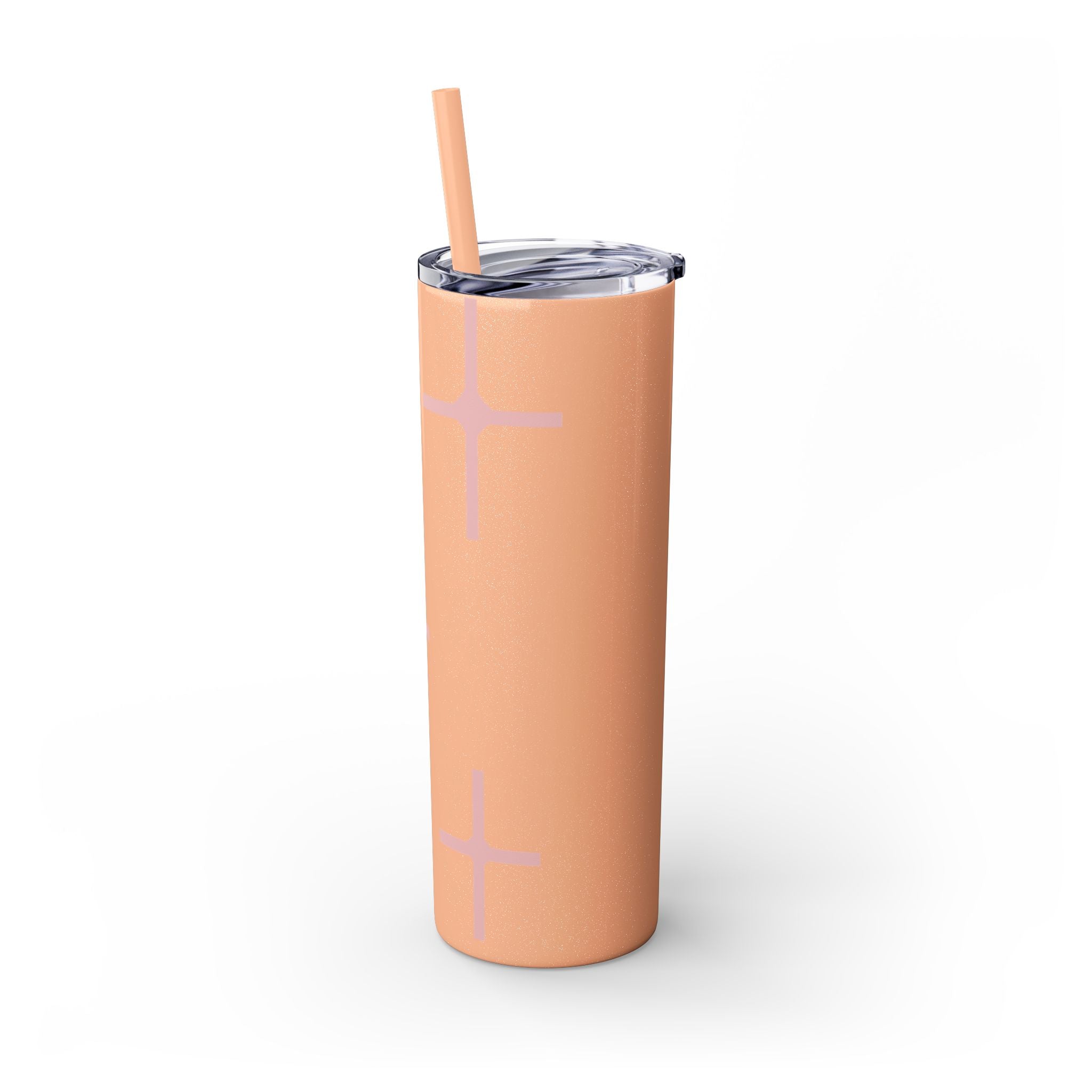 Chic Skinny Tumbler with Straw - Modern Pink Design