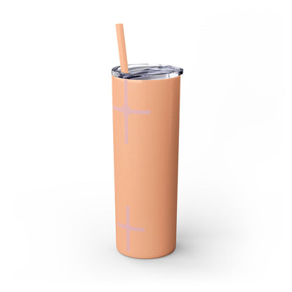 Chic Skinny Tumbler with Straw - Modern Pink Design