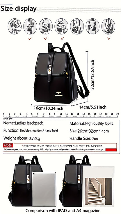 Stylish Retro PU Leather Backpack - Fashion Flap with Anti-theft Pocket - Versatile for Travel, School &amp; Daily Use - Durable Daypack