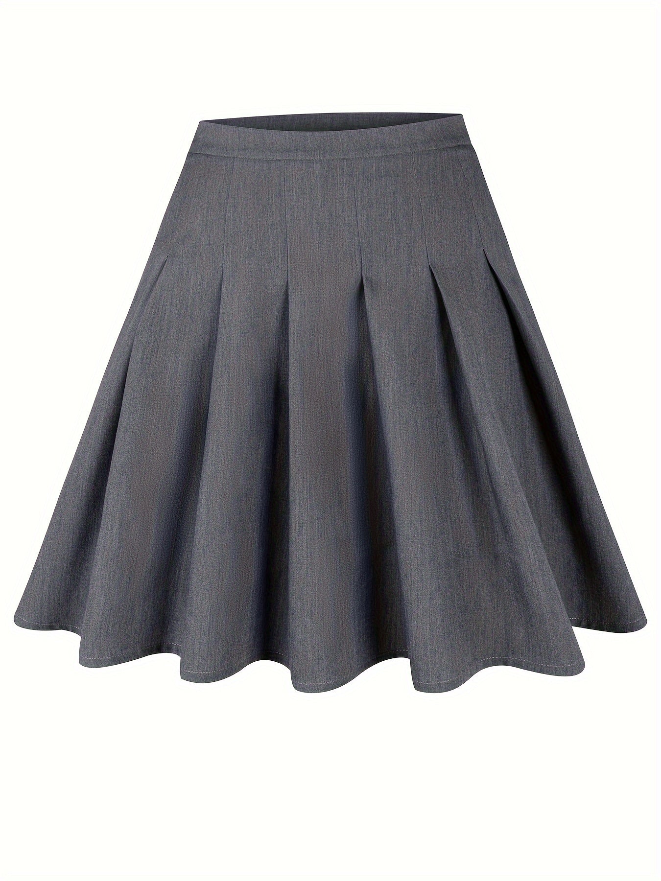 Plus Size Solid Pleated Skirt, Casual Skirt For Spring &amp; Summer, Women&