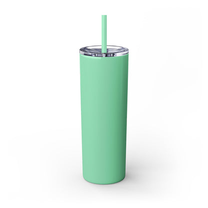 Chic Skinny Tumbler with Straw - Modern Pink Design
