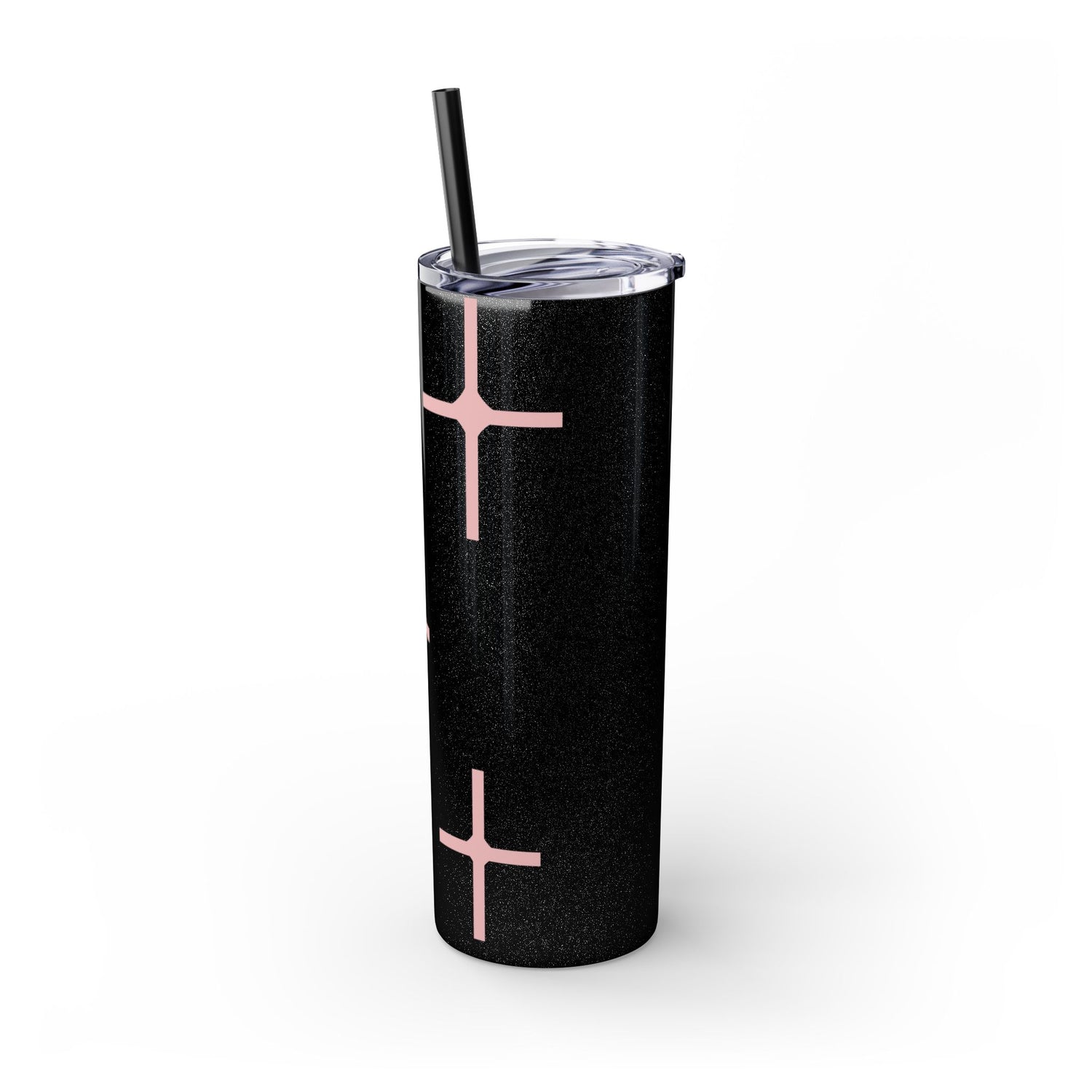 Chic Skinny Tumbler with Straw - Modern Pink Design
